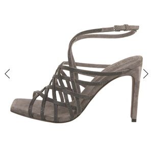Brunello Cucinelli Gray Suede Strappy High Heel Sandal